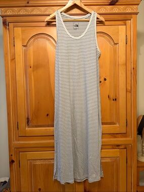 The North Face Striped Racerback Maxi Slip Dress - White & Light Blue